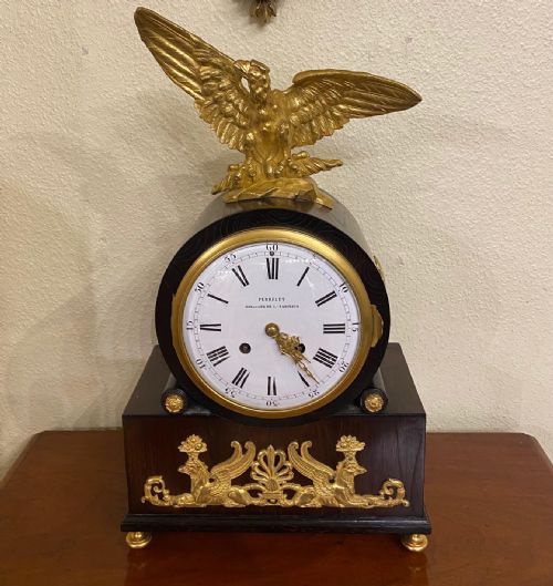 Napoleon III Rosewood & Ormolu Mantel Clock by Perrelet Et Fils, Paris