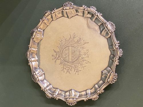 Mid-18th Century Solid Silver Salver, or Card Tray
