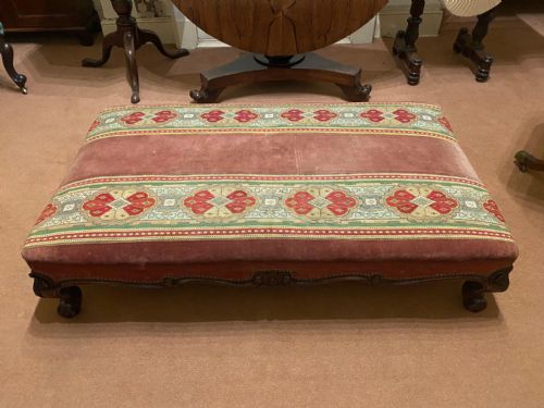 fig 1. A good and large-sized Victorian embroidered Mahogany footstool