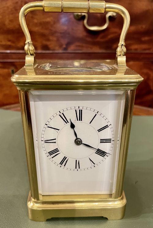 French Striking Carriage Clock by Henri Jacot with Numbered Key & Case