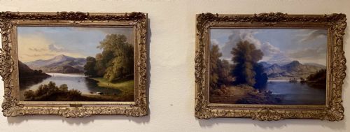 A Charming Pair of Framed Oil on Canvas Lakeland Paintings
