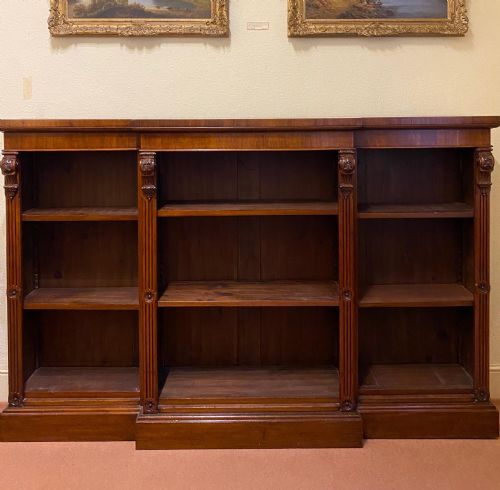 Late 19th Century Walnut Large Breakfront Bookcase