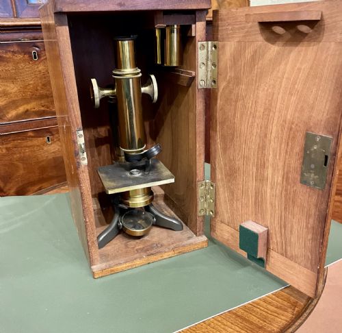 Pine Cased Carl Zeiss Jena Microscope
