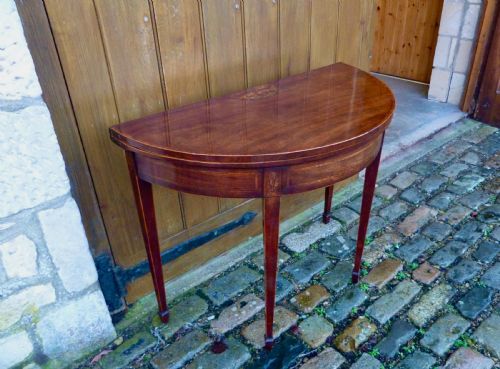 George III Inlaid Demi-lune Card Table