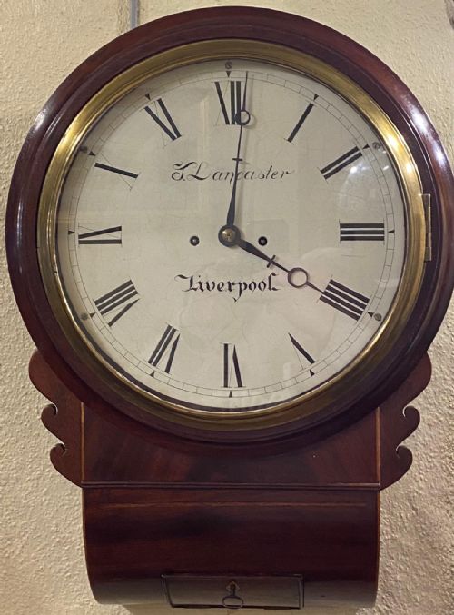 Twin-fusee Mahogany Drop Dial 'Striking' Wall Clock by T. Lancaster of Liverpool