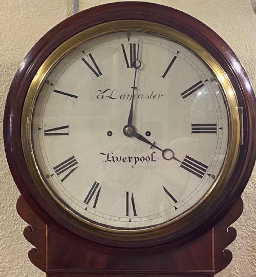 fig 1. Twin-Fusee Mahogany Drop Dial 'Striking' Wall Clock by T. Lancaster of Liverpool