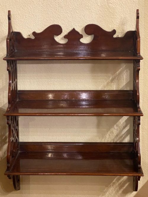 fig 1. Solid Mahogany 3-tier hanging wall shelves
