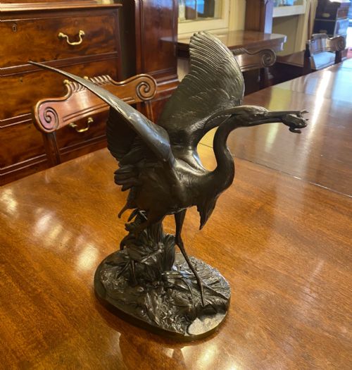 Superb French Bronze of a Heron by Henri Jacquemart (1824-1896)
