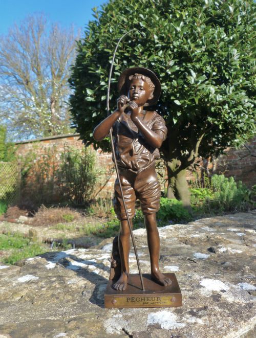 "Pecheur": Bronze Fisherboy by Lavergne