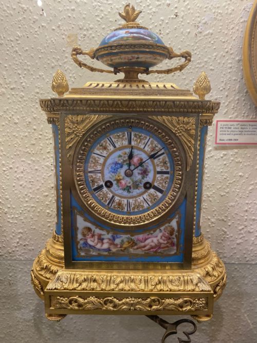 fig 1. 19th century Ormolu and painted-porcelain striking 8-day Mantel Clock