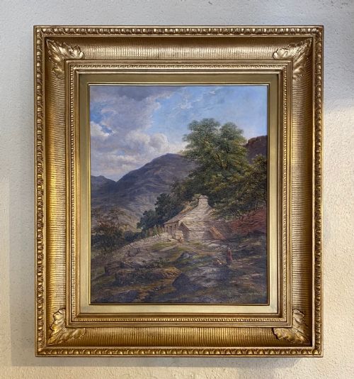 19th Century Oil on Canvas - "A North Wales Cottage" Attributed to George W. Pettitt.