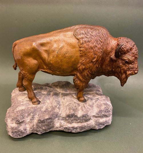Rare Austrian Cold Painted Bronze Bison, by Franz Xaver Bergman (20cm X 16cm)