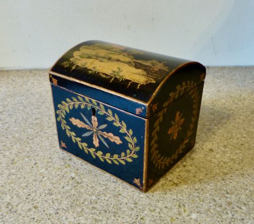 Regency Period Handpainted Tea Caddy