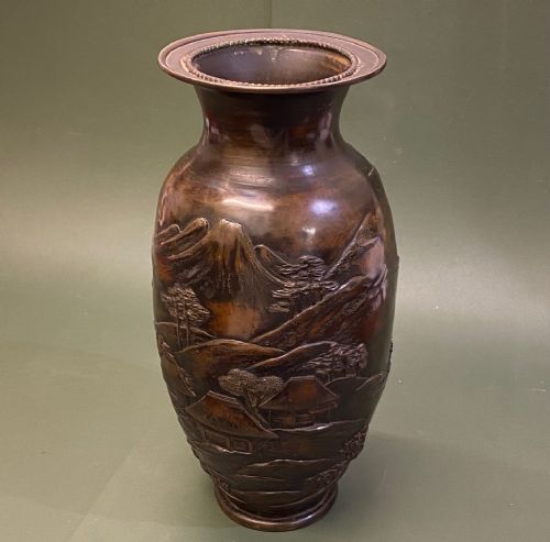 Meiji Period Japanese Bronze Balluster Vase