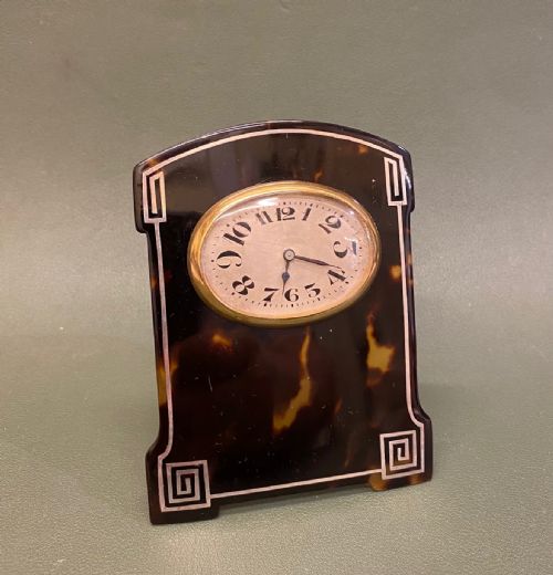Art Deco Period Tortoiseshell and Silver-mounted “Easel” or Bedroom Timepiece