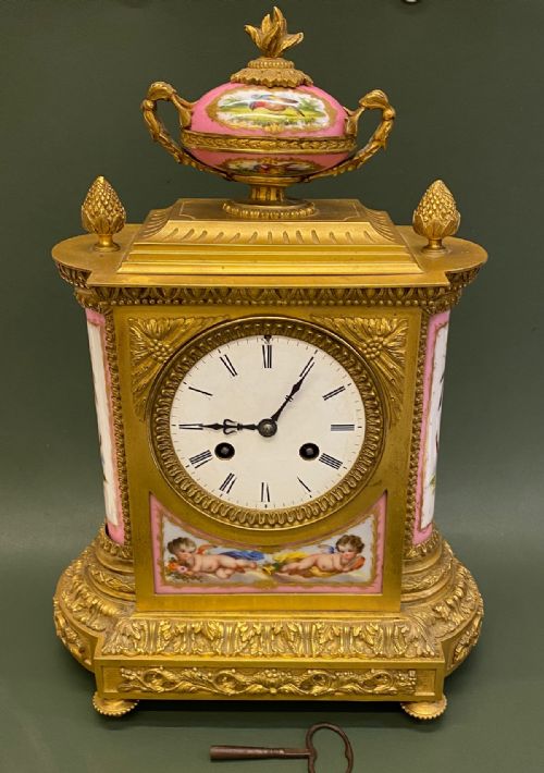 fig 1. 19th century French porcelain-mounted Mantel clock
