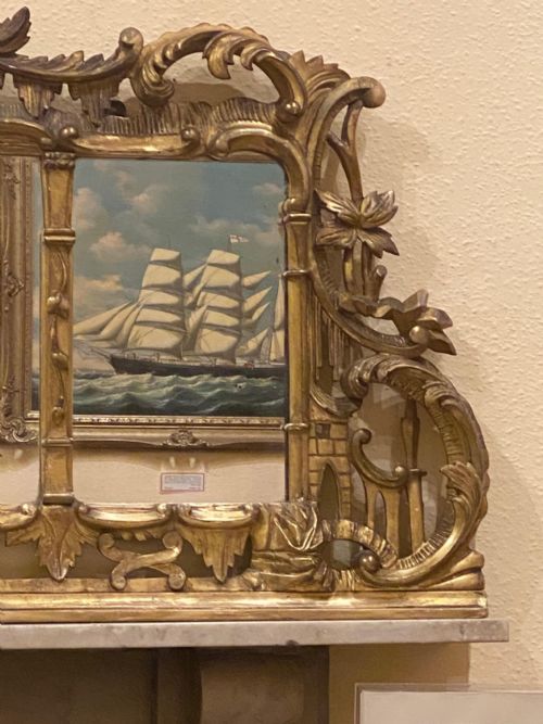 fig 1. Late 19th Century Ornately Carved Gilt-Wood 3-Section Over mantel Mirror