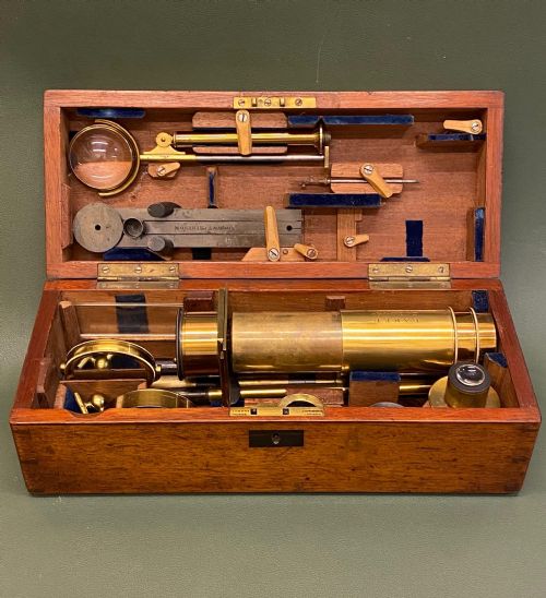Portable Brass Compound Microscope by Moginie & C.baker of London C.1860