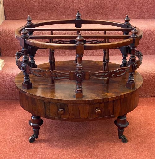 A Most Unusual and Very High-quality Rosewood 3-Section Canterbury of Oval Shape