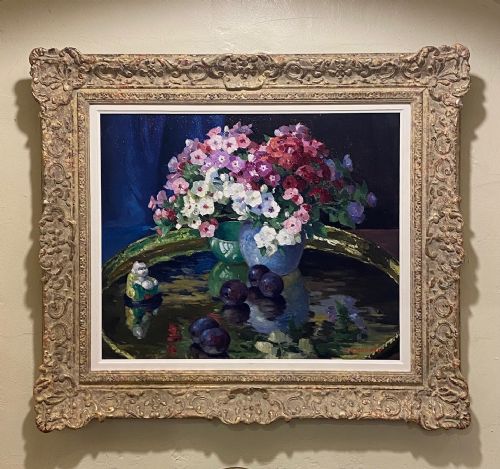 Very Pretty Oil on Board “Phlox” by Edward Hartley Mooney 1877-1938