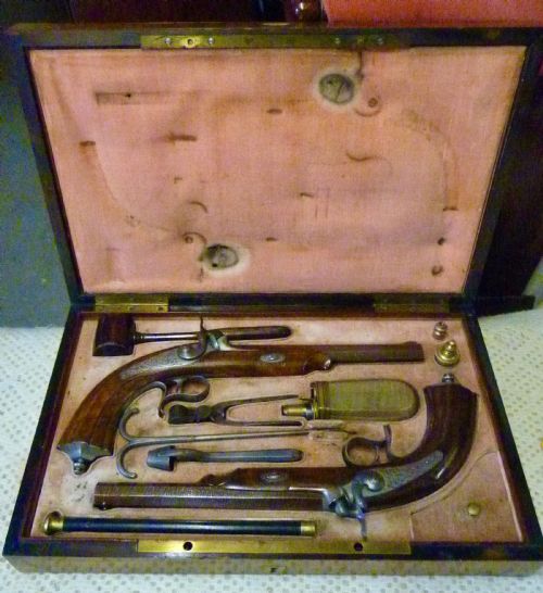 fig 1. CASED PAIR OF DUELLING OR TARGET PISTOLS