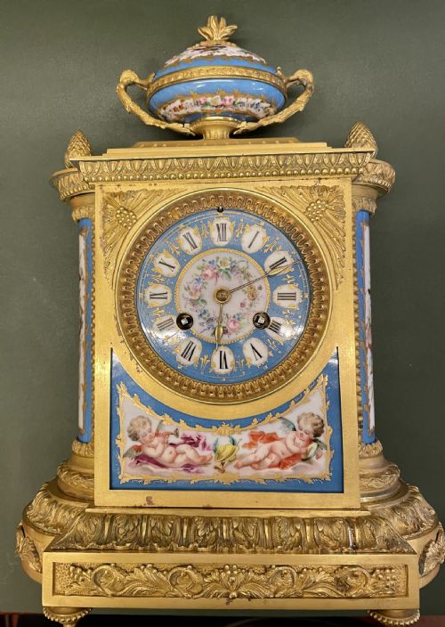A Fine Quality French Ormolu and Porcelain-mounted Mantel Clock by J.b. Delettrez