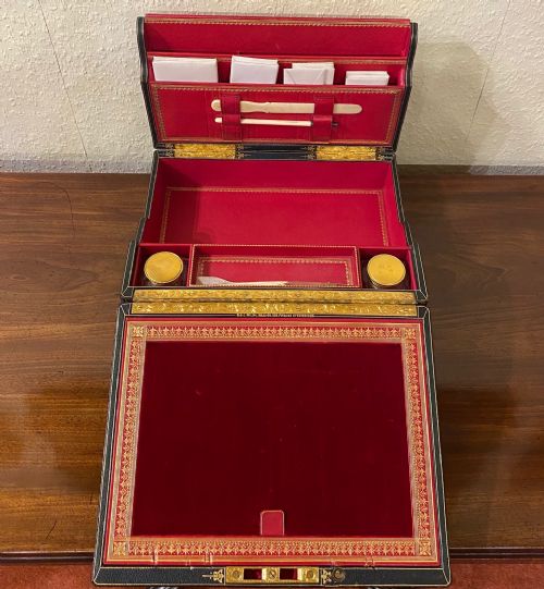 fig 1. Superb Quality Morocco Leather Writing Box By W & J Milne, Edinburgh
