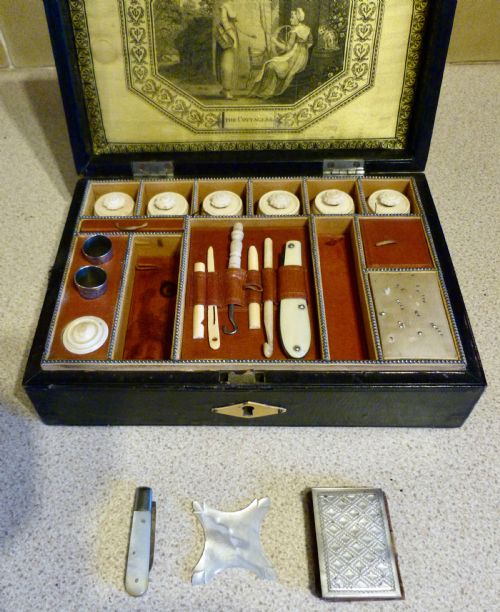 fig 1. A CHARMING ENGLISH REGENCY SEWING BOX