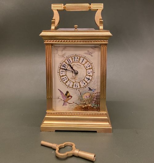 Henri Jacot: A Stunning French 'Repeating' Carriage Clock with Painted Dial and Side Panels