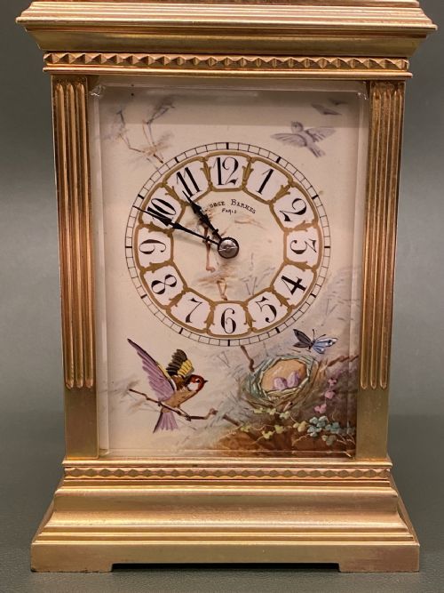 fig 1. HENRI JACOT: A stunning french 'repeating' Carriage Clock with painted dial and side panels