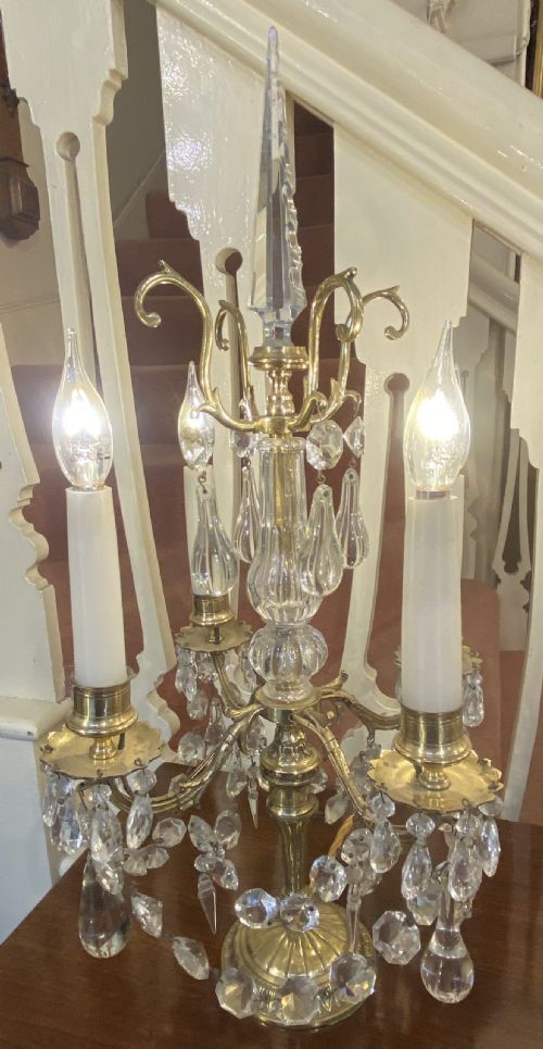 fig 1. A Very Pretty Pair Of 19th Century Four-Branch Glass Table Lustres