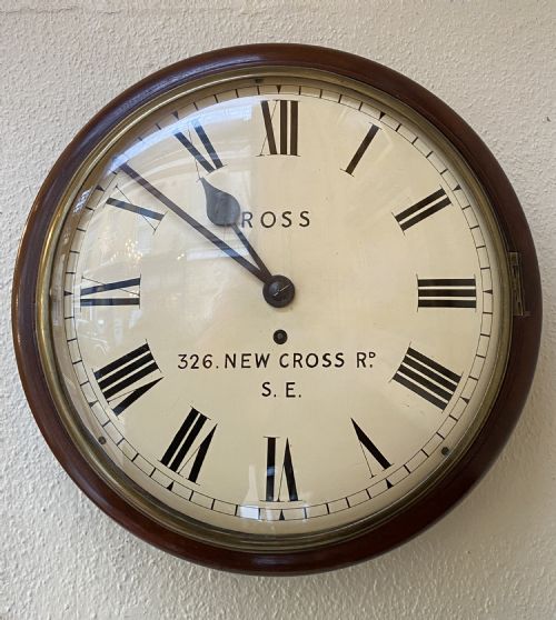 19th Century Mahogany Wall Clock by Ross of 326 New Cross Road, Se London,