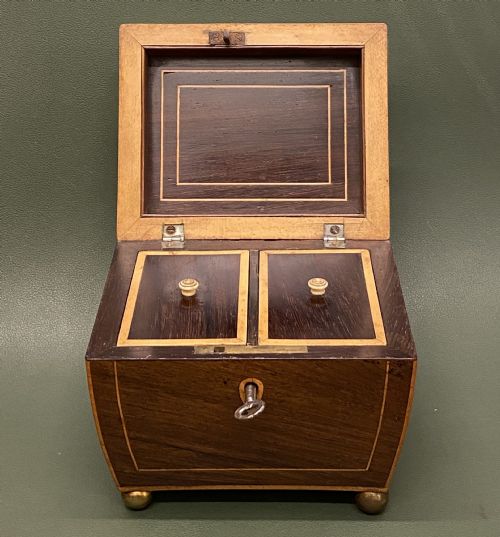 Small and Pretty Regency Period Mahogany Double Tea Caddy
