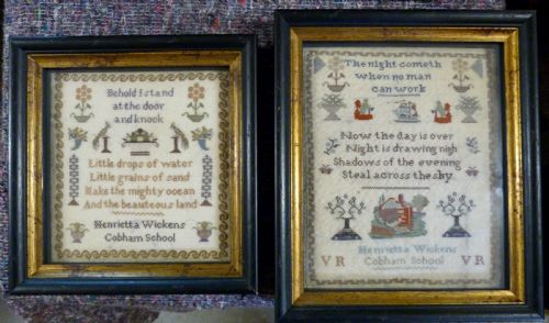 Pair of Victorian Cobham School Samplers