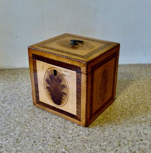 A Good Sheraton Period Cube Tea Caddy