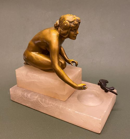 Bronze Figure of a Young Naked Woman Kneeling, C1910-25