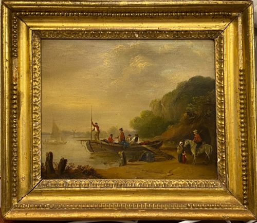 Oil on Canvas - Dutch Canal/river Scene - Unsigned - Circa.1820