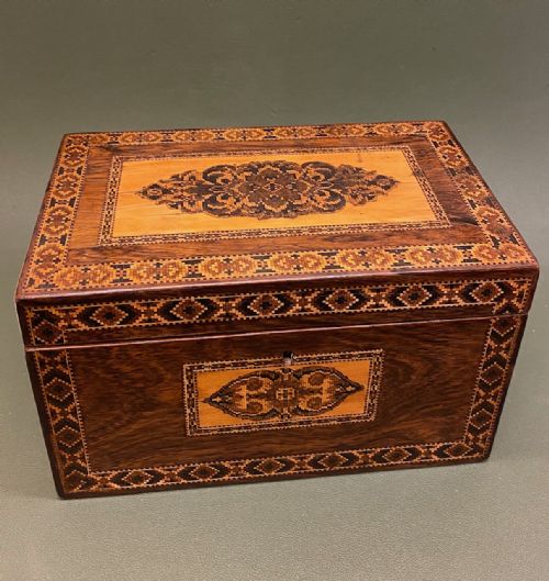 Pretty 19th Century Tunbridgeware Tea Caddy