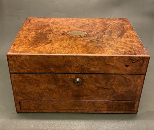 fig 3. Walnut Lady's Dressing Case with hallmarked Silver tops (1872)