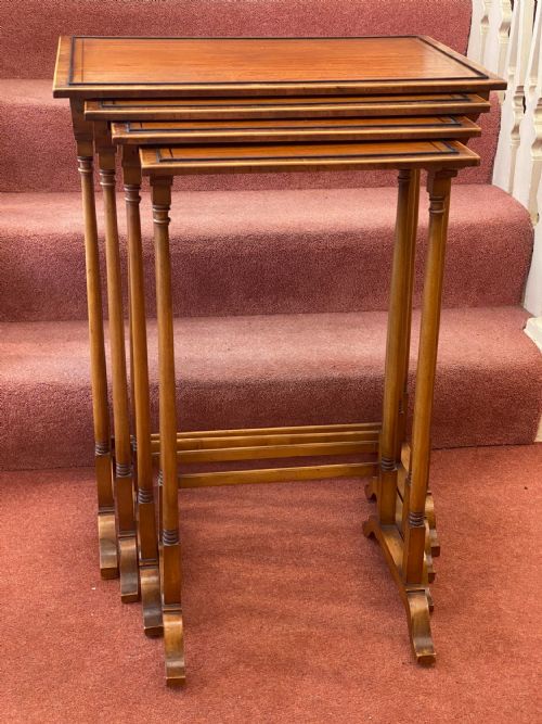 Sturdy Edwardian Period Nest of Four Satinwood Tables