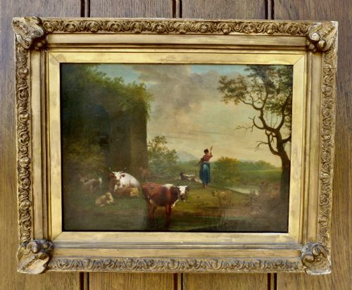 Interesting Continental Rural Oil Painting on Canvas