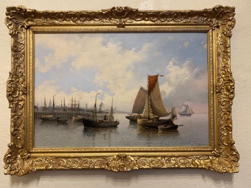 fig 1. PAIR of framed Marine Oil Paintings by H. Claessens (signed & dated 1894)
