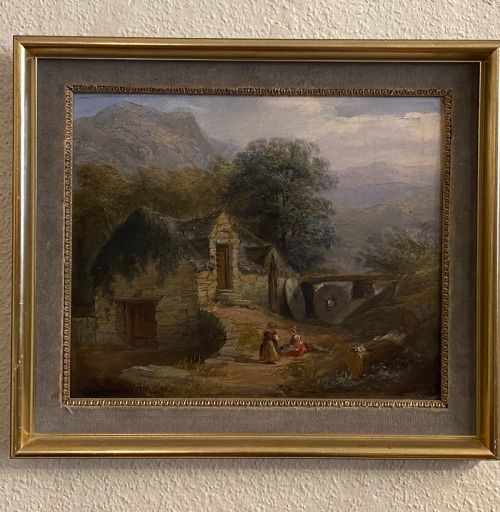 19th Century Oil Painting on Board: "The Mill at Pentervillin", Unsigned.
