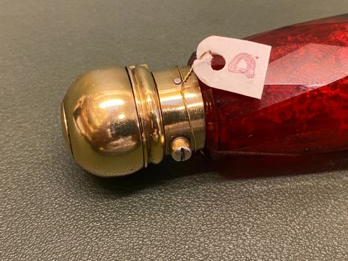 fig 1. A Ruby-Glass multi-facted DOUBLE-ENDED Sent Bottle with Gilt Metal ends
