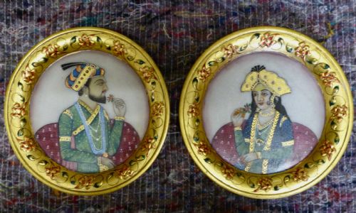 Unusual Pair of Indian Alabaster Plates