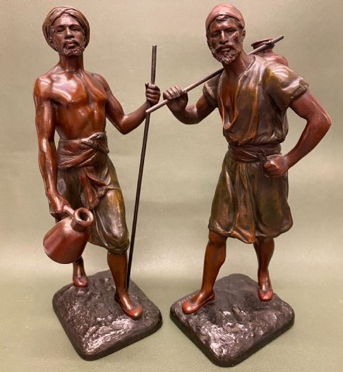 Striking 19th Century Pair of Spelter Figures of Middle Eastern Men