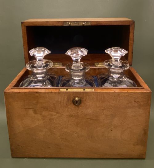 19th Century Mahogany Three Decanter Box