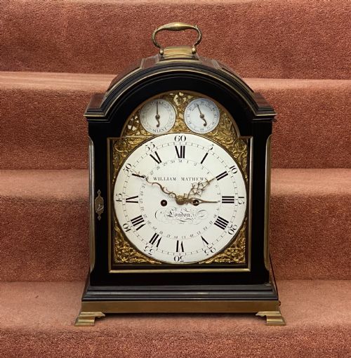 fig 1. George III Enamel Dial Bracket Clock with Ebonised Case and Brass Fittings