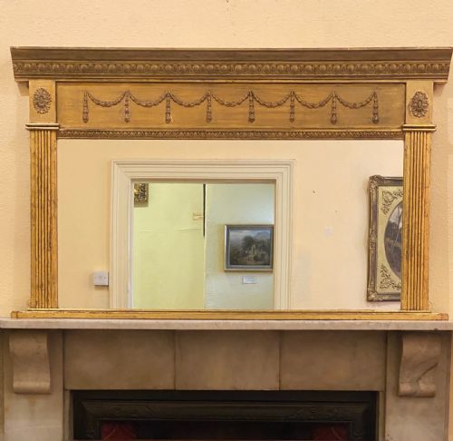 Late Victorian Gilded Rectangular Over-mantel Mirror in Regency Style