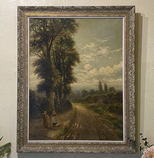CHARLES HENRY PASSEY FL 18701885 FRAMED OIL PAINTING ON CANVAS CHATTING NEAR BURFORD BRIDGE - ADDITIONAL PHOTO 9